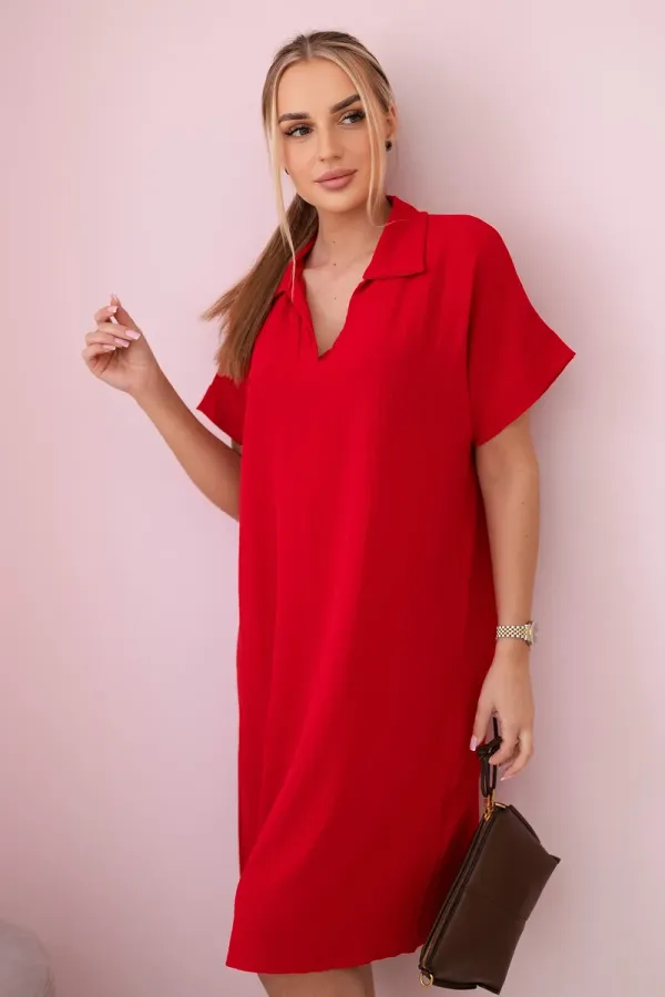Kesi Włoski Kesi Włoski V-neck dress with collar red