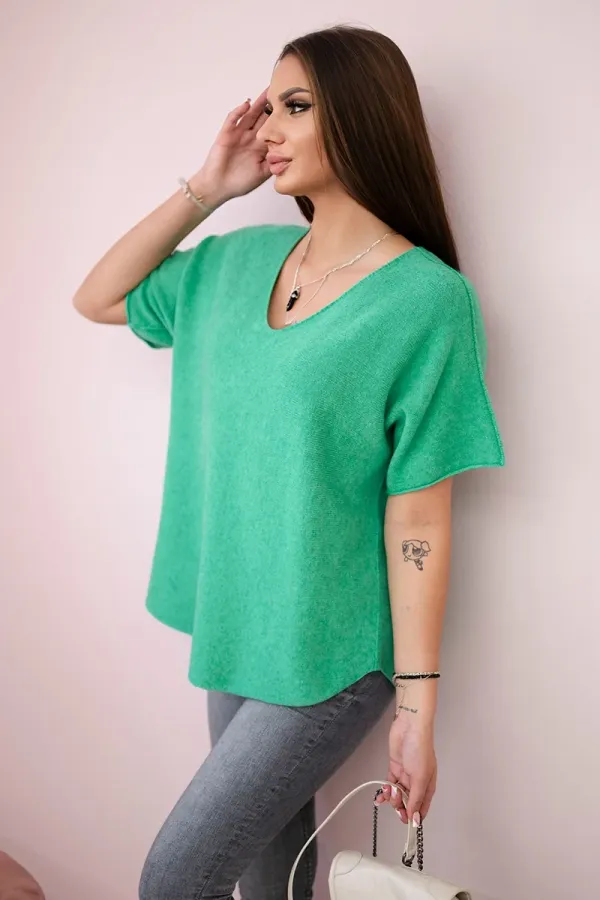 Kesi Włoski Kesi Włoski V-neck sweater blouse green