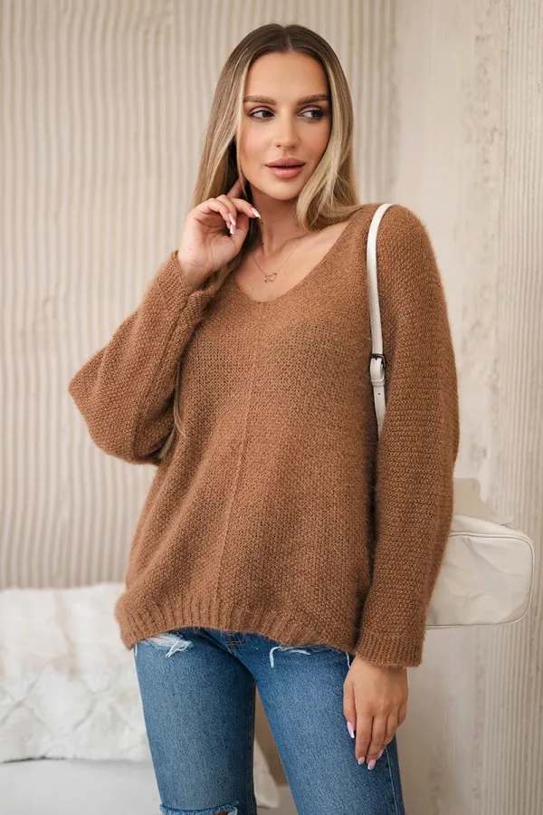 Kesi Włoski Kesi Włoski V-neck sweater camel