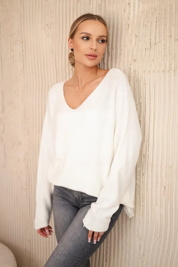 Kesi Włoski Kesi Włoski V-neck sweater ecru