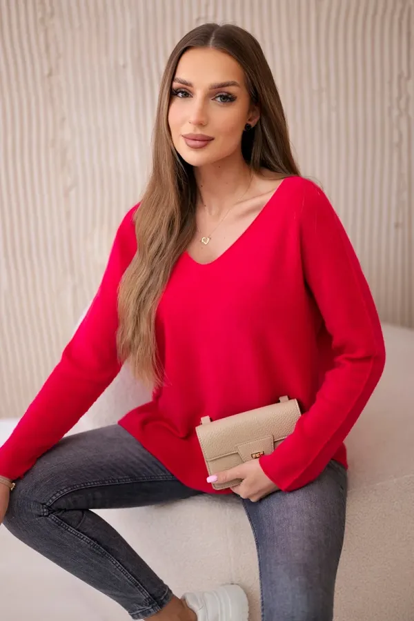 Kesi Włoski Kesi Włoski V-neck sweater fuchsia