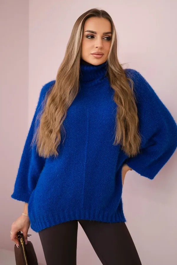 Kesi Włoski Kesi Włoski V-neck sweater ginger Ingwer cornflower blue