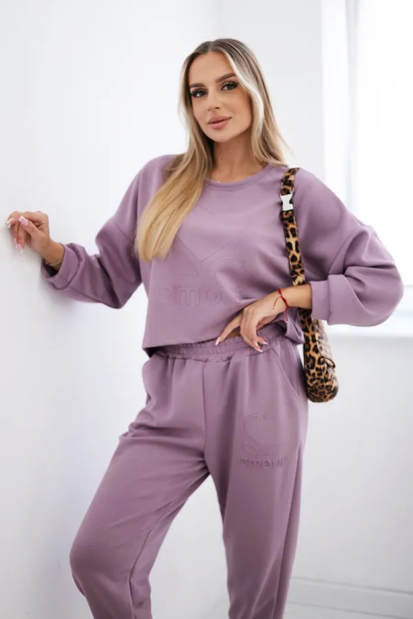 Kesi Włoski Kesi Włoski Viscose set Amour sweatshirt + pants dark pink