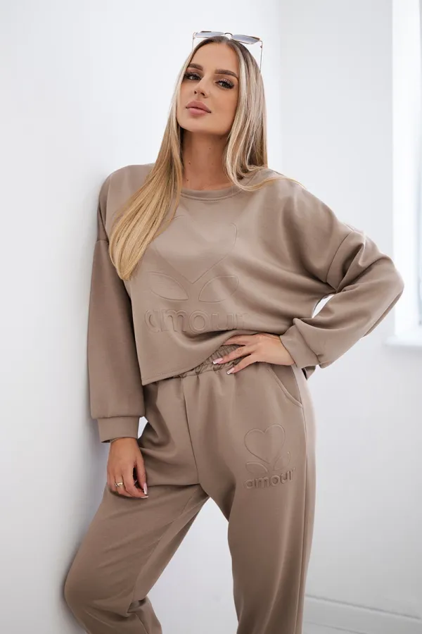 Kesi Włoski Kesi Włoski Viscose set Amour sweatshirt + pants fango