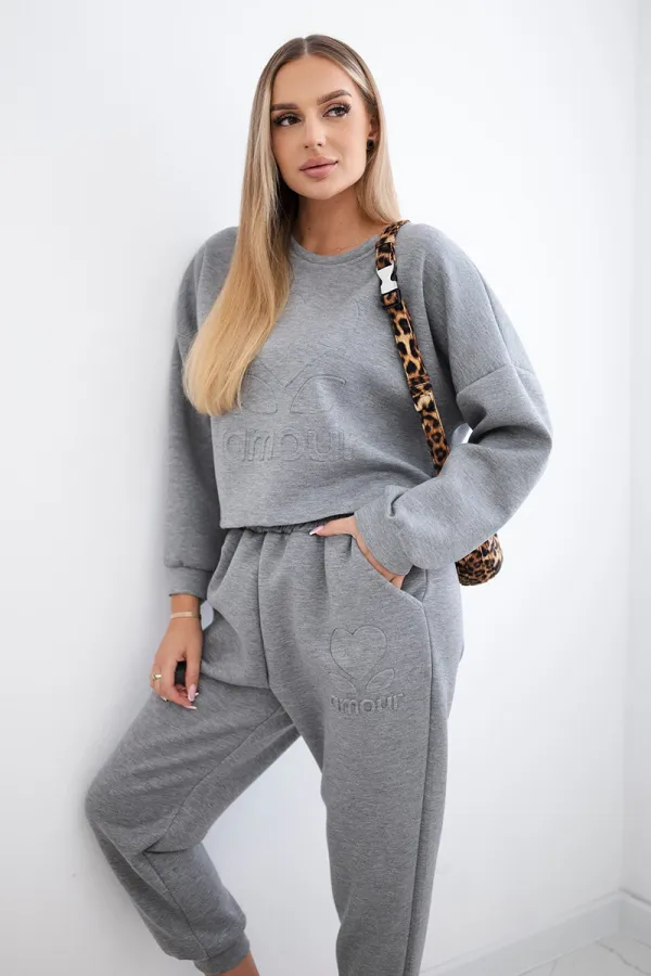 Kesi Włoski Kesi Włoski Viscose set Amour sweatshirt + pants grey