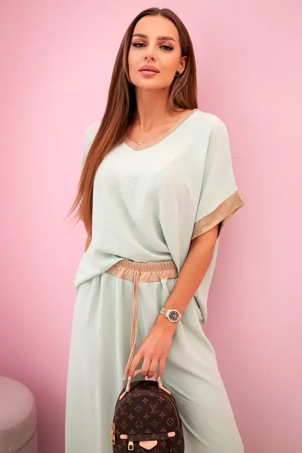 Kesi Włoski Kesi Włoski Viscose set with golden trim mint