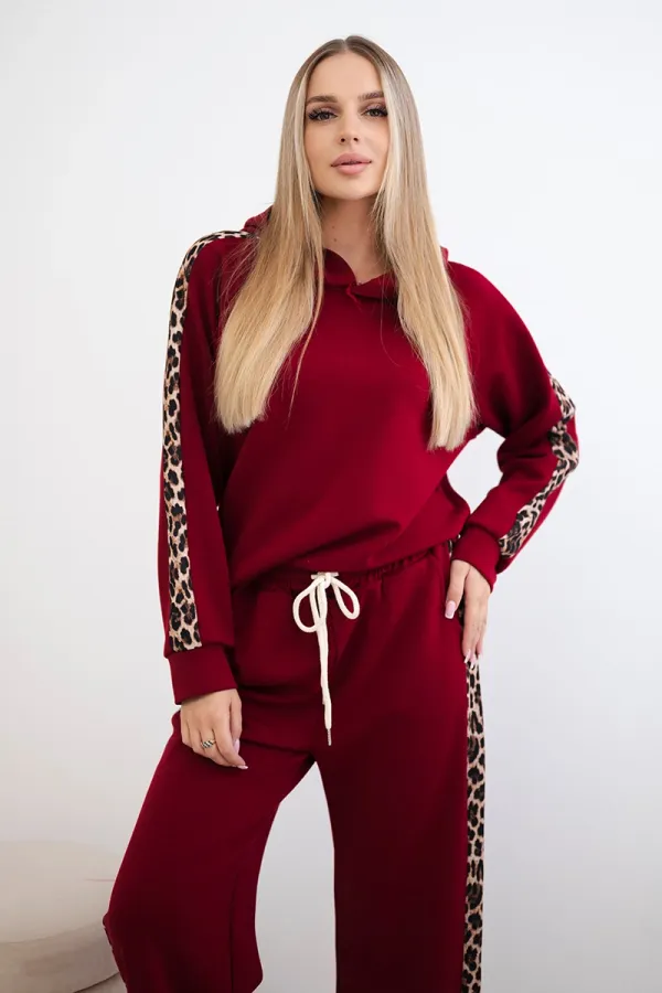 Kesi Włoski Kesi Włoski Viscose set with leopard stripes burgundy