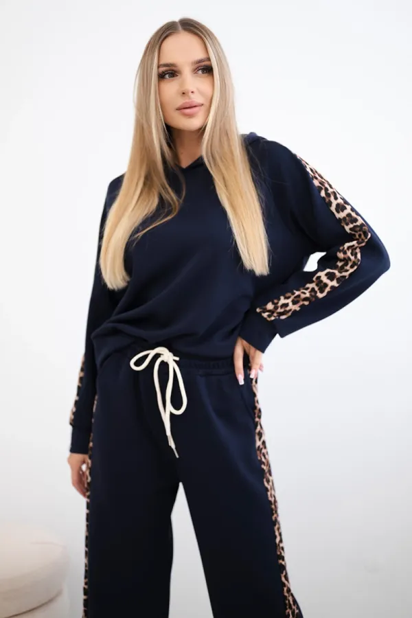 Kesi Włoski Kesi Włoski Viscose set with leopard stripes navy blue