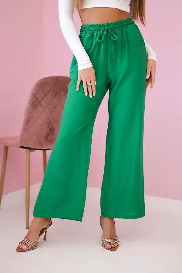Kesi Włoski Kesi Włoski Viscose wide-leg trousers light green