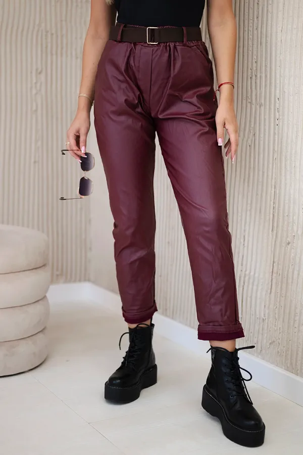 Kesi Włoski Kesi Włoski Waxed trousers with a belt burgundy