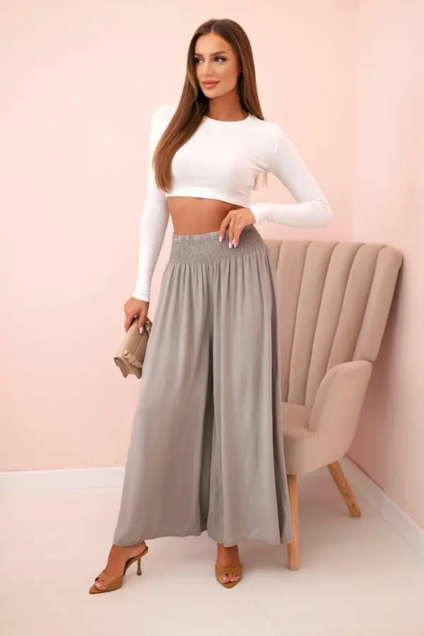 Kesi Włoski Kesi Włoski Women's viscose trousers with elastic waistband fango