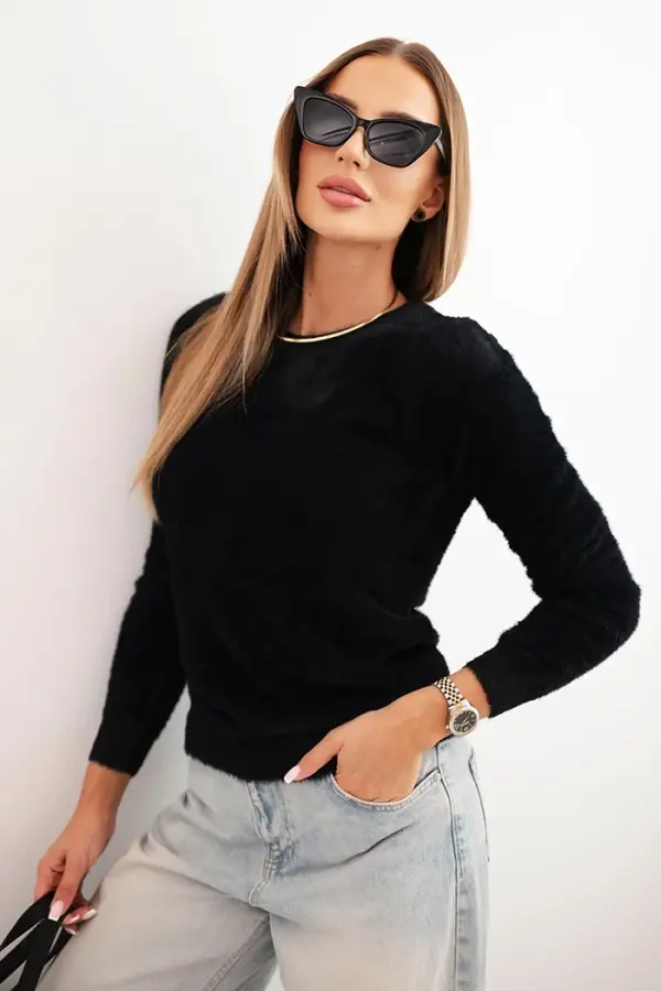 Kesi Włoski Kesi Włoski Women's alpaca sweater with a round neckline black