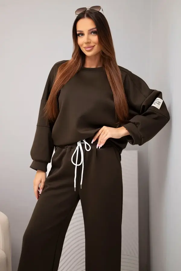 Kesi Włoski Kesi Włoski Women's butter set sweatshirt + pants brown