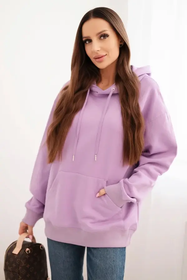Kesi Włoski Kesi Włoski Women's cotton loop hoodie with kangaroo pocket purple
