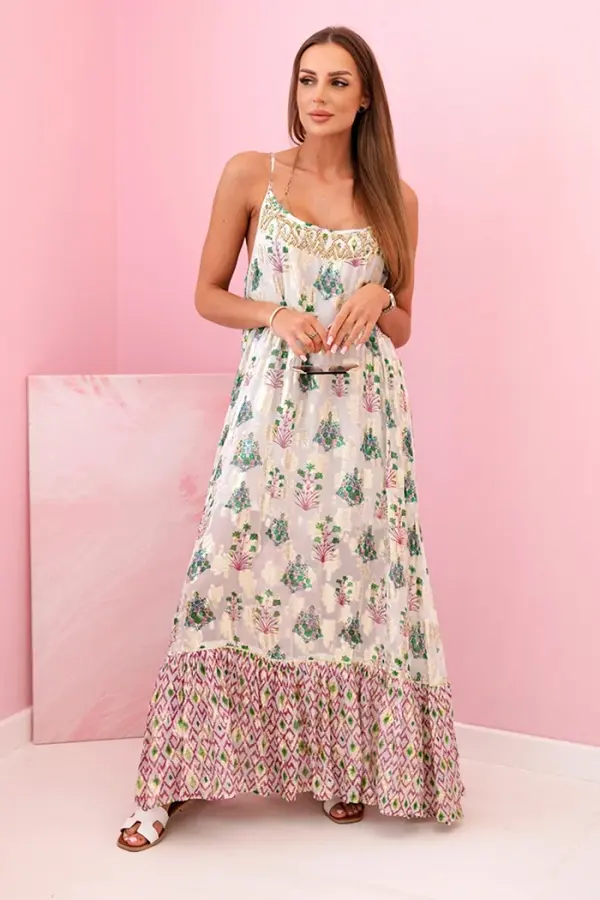 Kesi Włoski Kesi Włoski Women's dress with straps made of light viscose with a frill violet