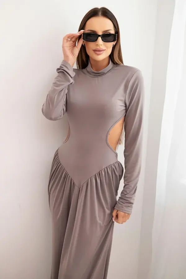 Kesi Włoski Kesi Włoski Women's long dress with viscose, turtleneck and open back fango