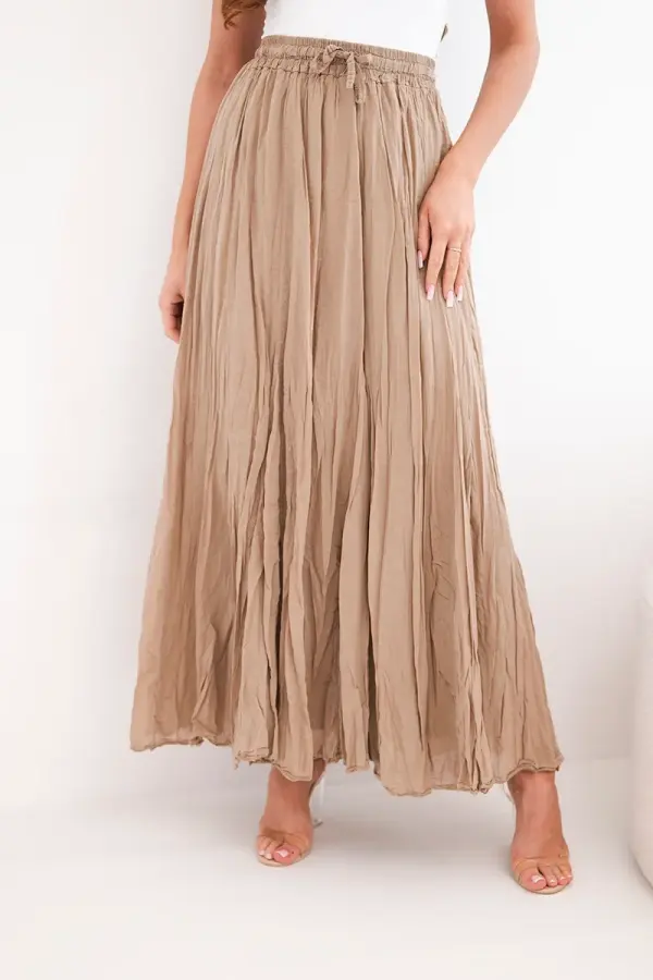 Kesi Włoski Kesi Włoski Women's maxi cotton skirt with an elastic waistband camel