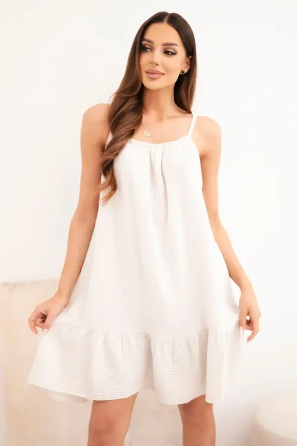 Kesi Włoski Kesi Włoski Women's muslin dress with straps and frill beige