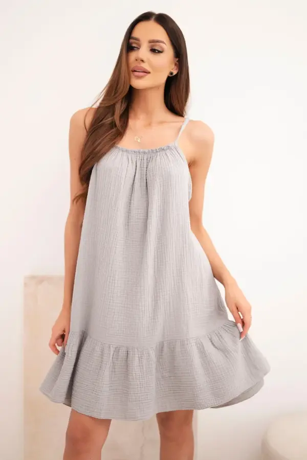 Kesi Włoski Kesi Włoski Women's muslin dress with straps and frill fango