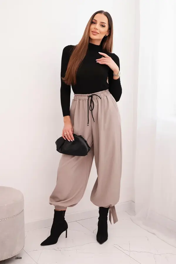 Kesi Włoski Kesi Włoski Women’s pants with wide legs and ties at the bottom fango