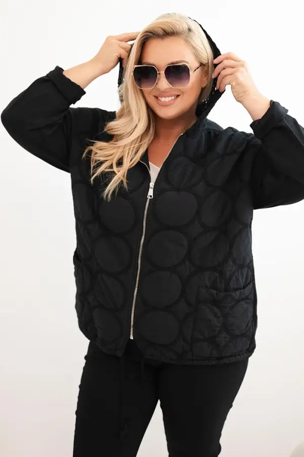 Kesi Włoski Kesi Włoski Women's Plus Size cotton zip-up sweatshirt black