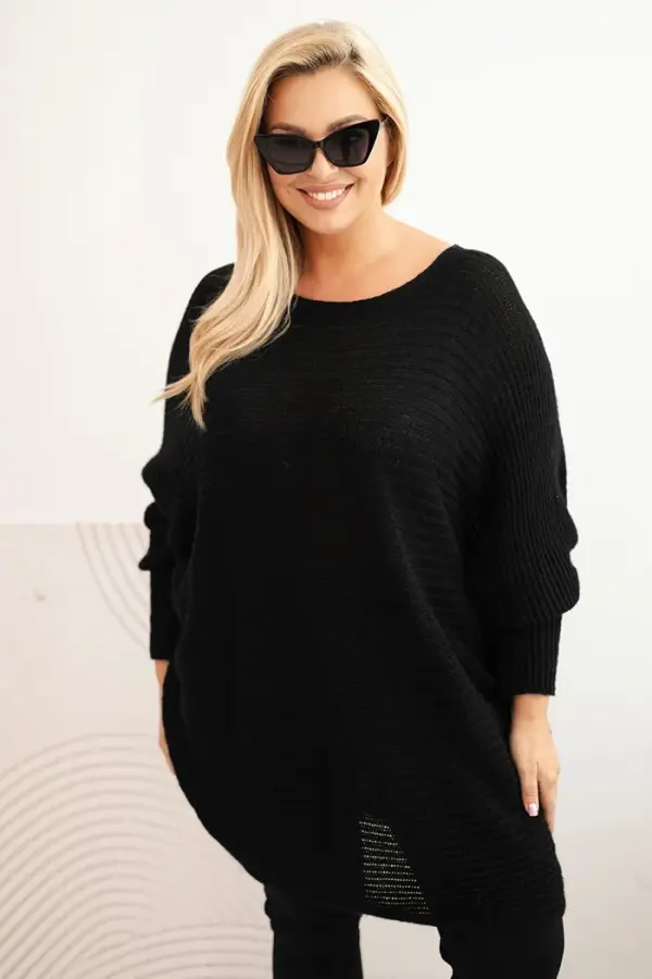 Kesi Włoski Kesi Włoski Women's Plus Size mohair poncho sweater black