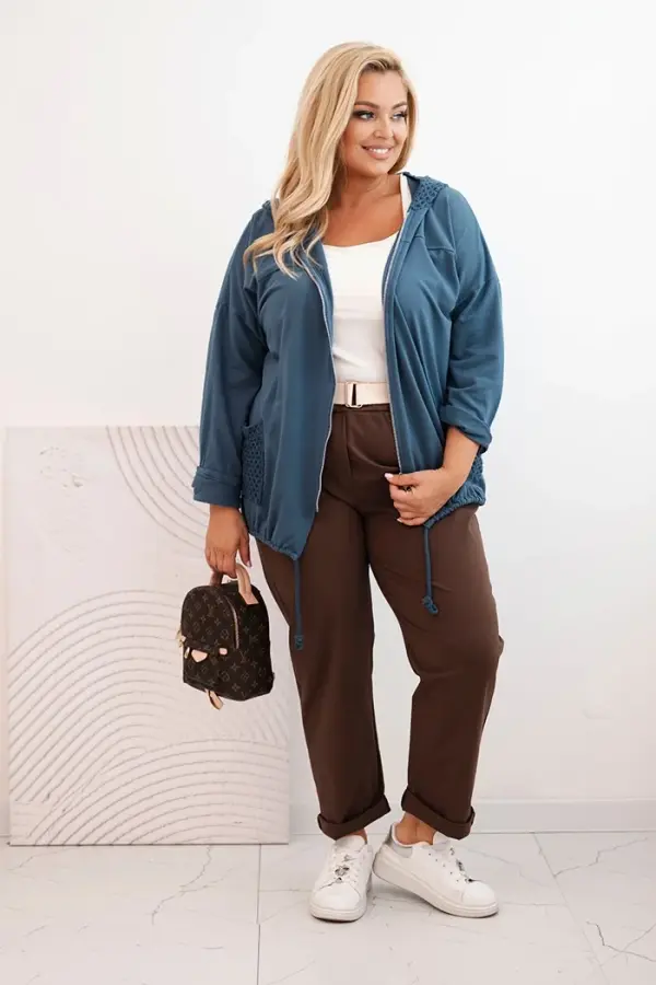 Kesi Włoski Kesi Włoski Women's Plus Size oversized cotton sweatshirt with long sleeves denim