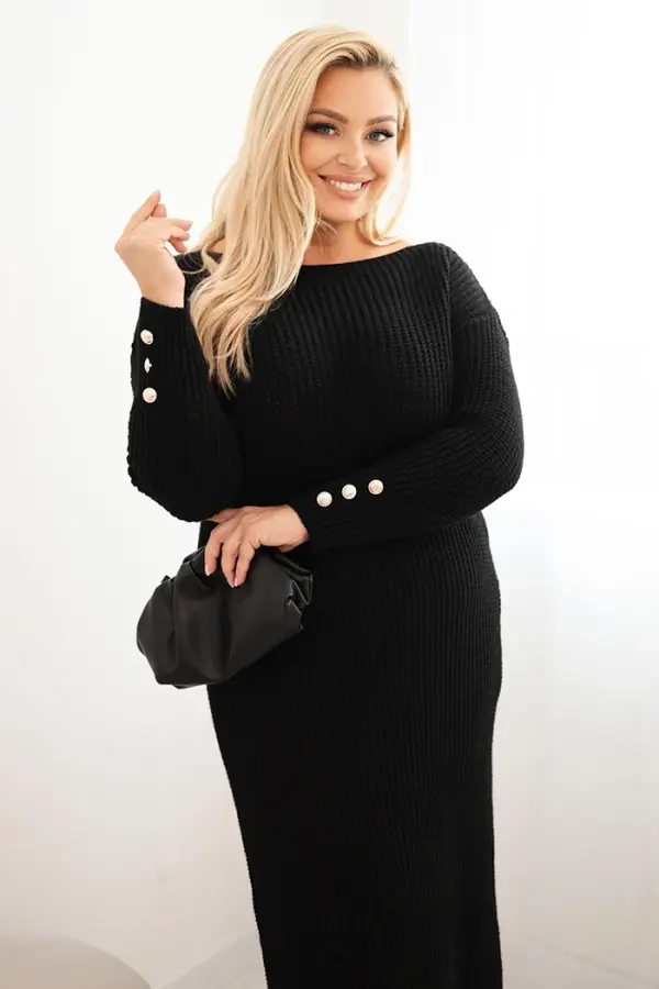 Kesi Włoski Kesi Włoski Women's Plus Size Sweater Dress with Mohair black