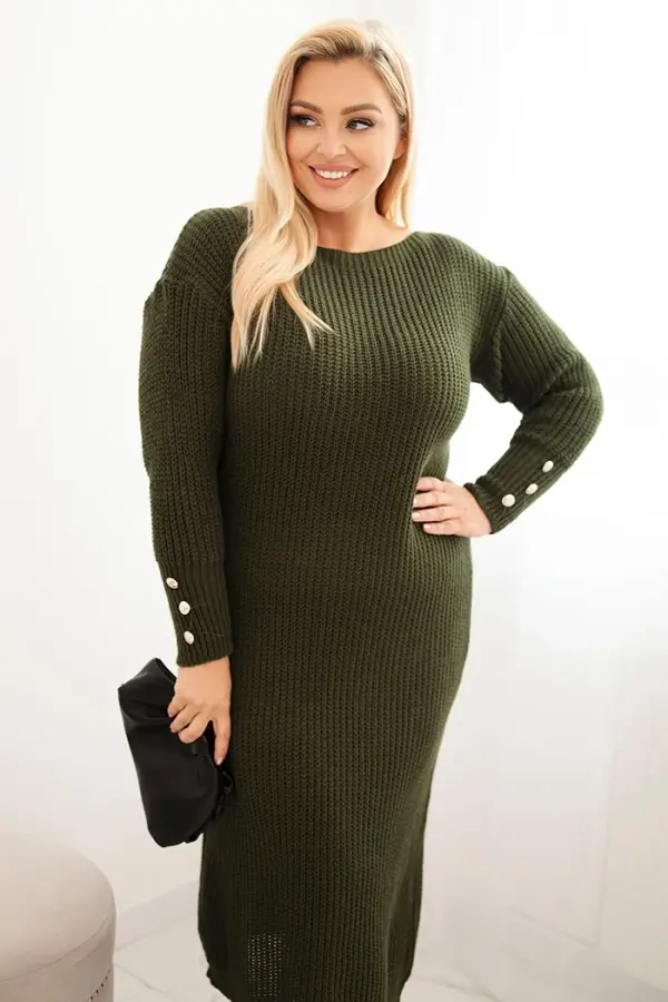 Kesi Włoski Kesi Włoski Women's Plus Size Sweater Dress with Mohair khaki