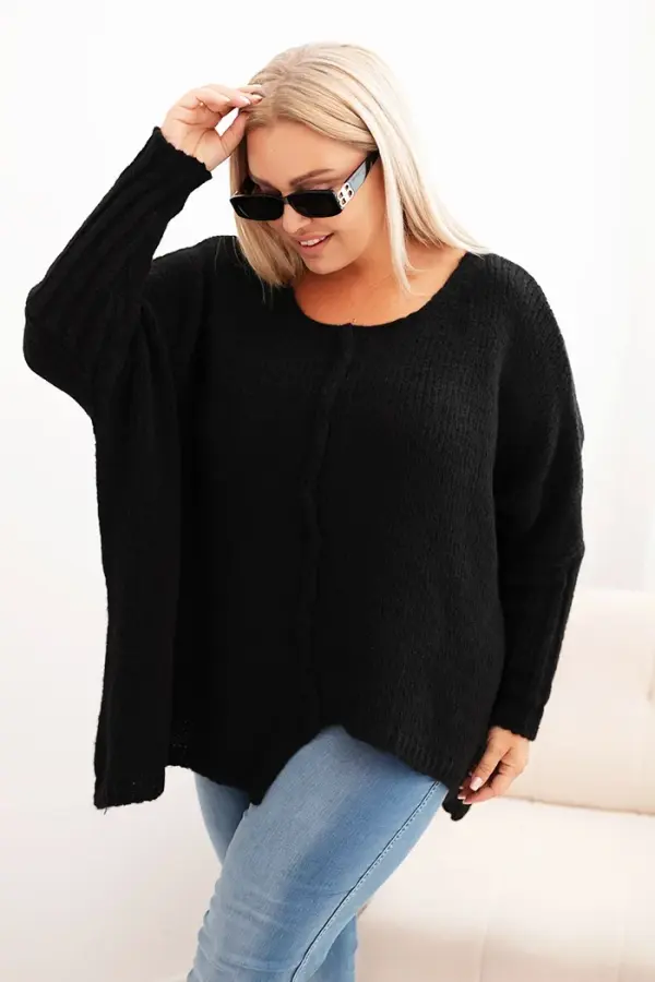 Kesi Włoski Kesi Włoski Women's Plus Size sweater with acrylic, loose fit and 3/4 sleeves black
