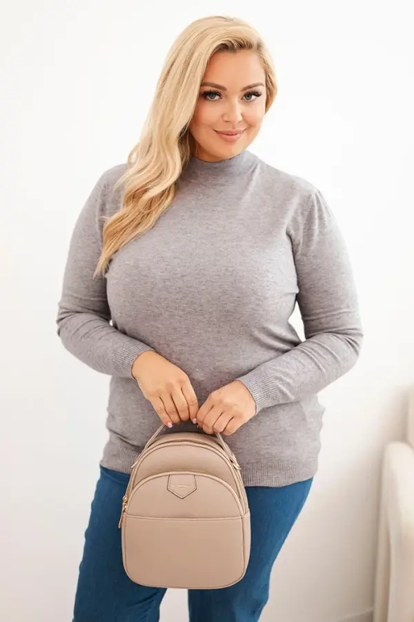Kesi Włoski Kesi Włoski Women's Plus Size Viscose Sweater with Turtleneck gray