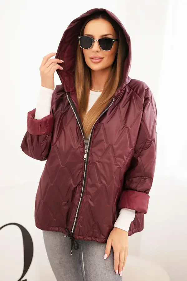Kesi Włoski Kesi Włoski Women's quilted jacket with a hood plum