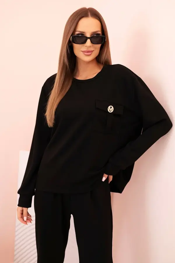 Kesi Włoski Kesi Włoski Women's set buttercream sweatshirt and pants with elastic black