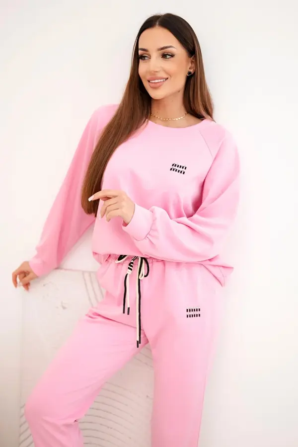 Kesi Włoski Kesi Włoski Women's set made of viscose with a sweatshirt and pants light pink