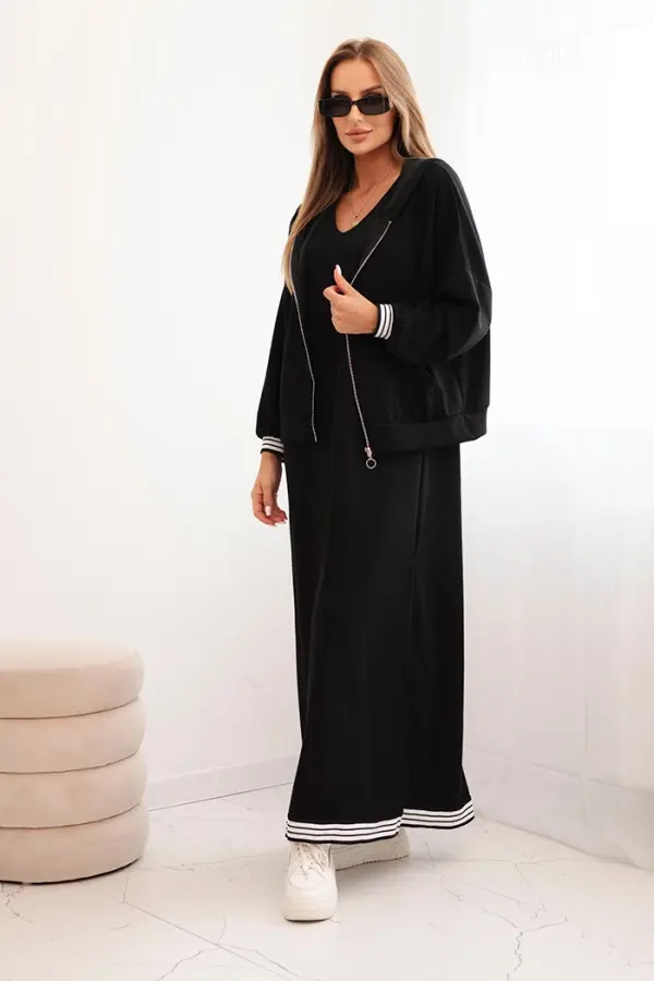 Kesi Włoski Kesi Włoski Women's set with viscose featuring a button-up blouse and a long dress black