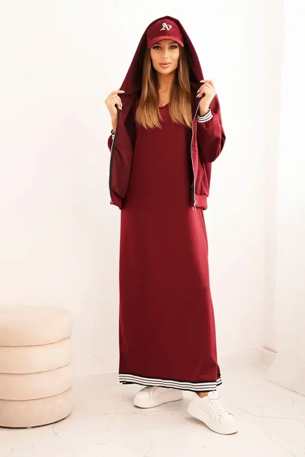 Kesi Włoski Kesi Włoski Women's set with viscose featuring a button-up blouse and a long dress burgundy