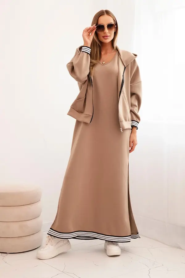 Kesi Włoski Kesi Włoski Women's set with viscose featuring a button-up blouse and a long dress fango