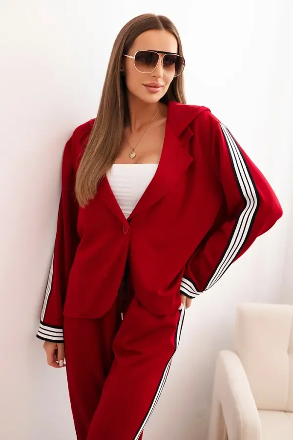Kesi Włoski Kesi Włoski Women's set with viscose, featuring a stripe and a sports blazer red