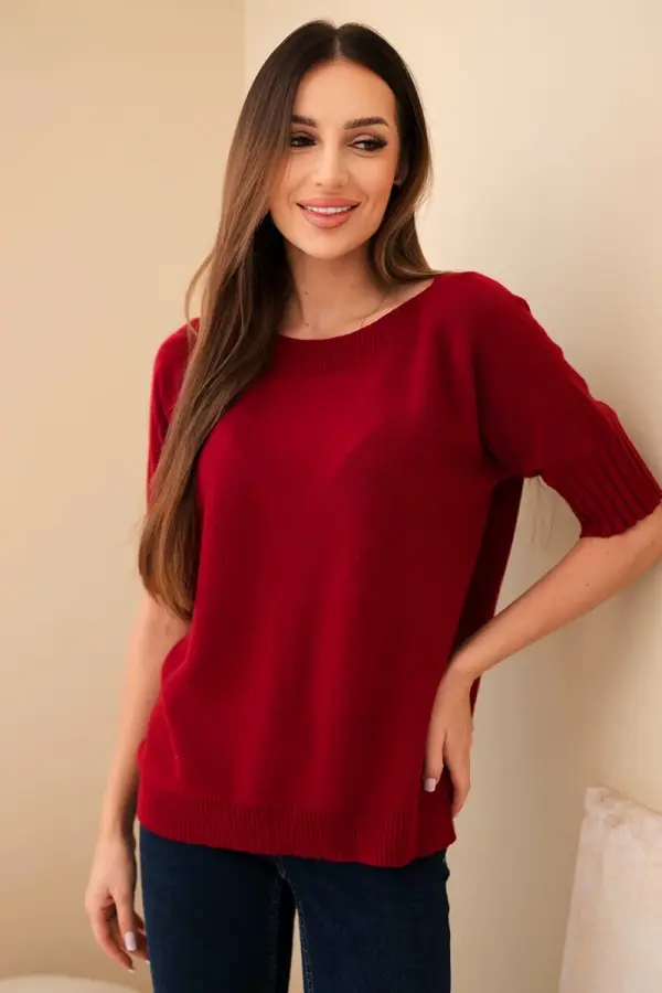 Kesi Włoski Kesi Włoski Women's short-sleeve viscose sweater maroon