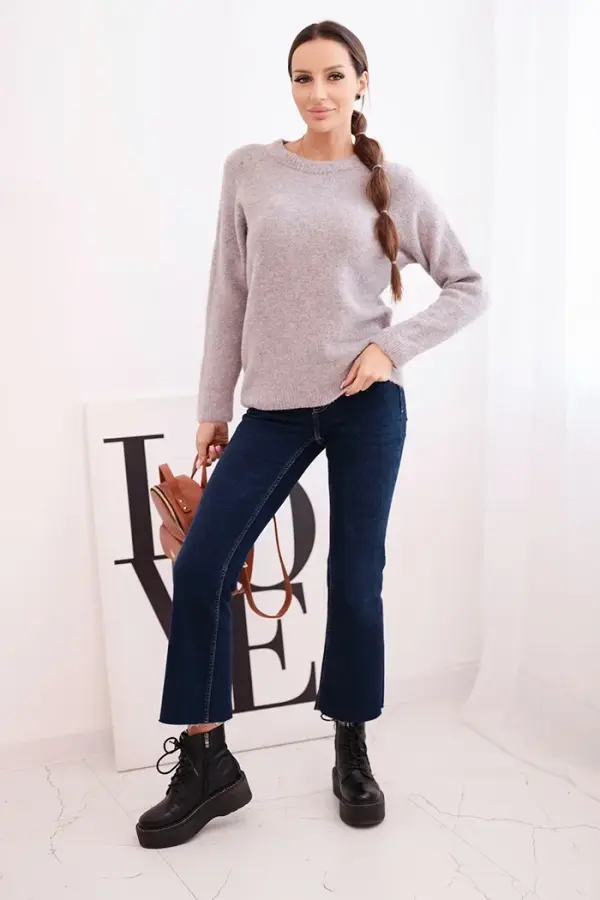 Kesi Włoski Kesi Włoski Women's sweater made of baby alpaca with long sleeves dark beige
