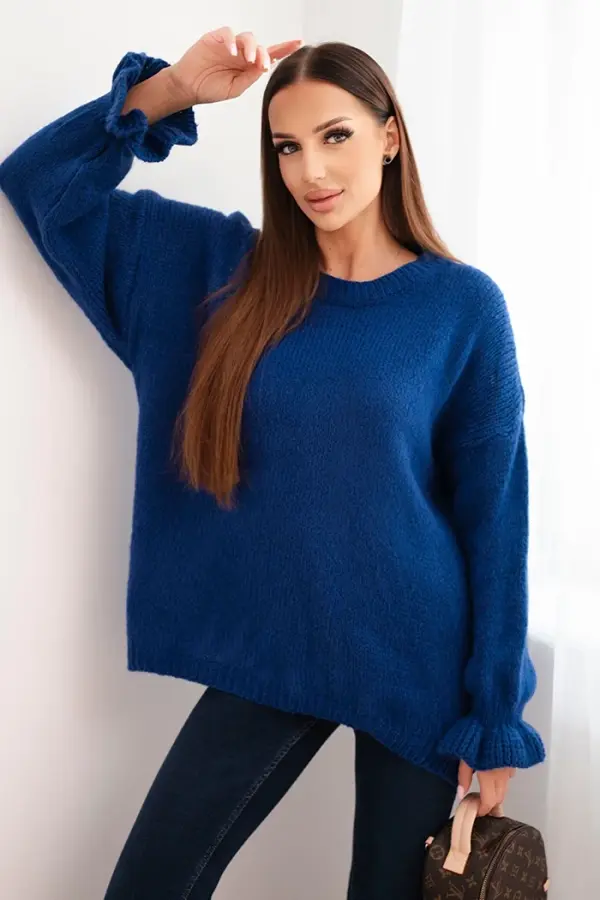 Kesi Włoski Kesi Włoski Women's sweater with a blend of mohair and wool in a loose fit bluebell