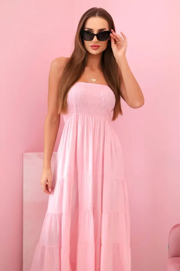 Kesi Włoski Kesi Włoski Women's viscose dress with elastic top candy pink