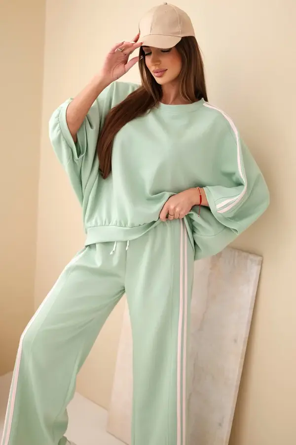 Kesi Włoski Kesi Włoski Women's viscose set butter with wide leg trousers and loose blouse dark mint