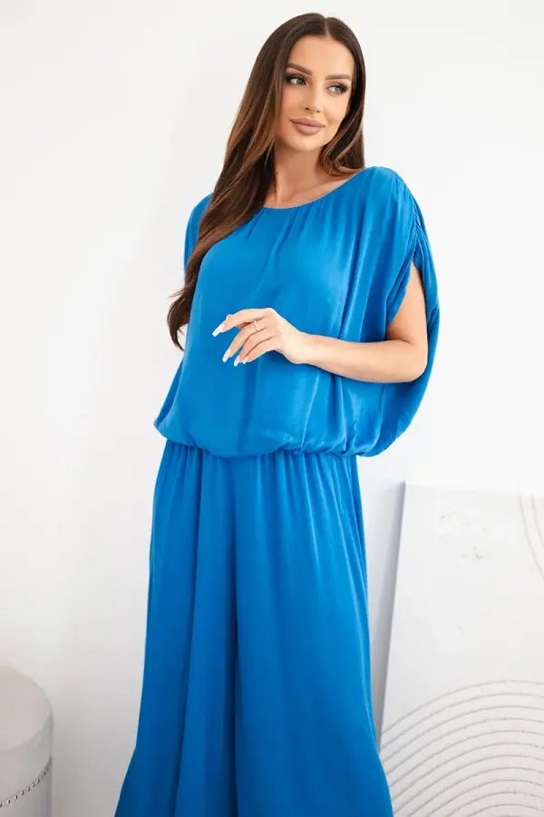 Kesi Włoski Kesi Włoski Women's viscose set with blouse and wide-leg trousers cornflower blue