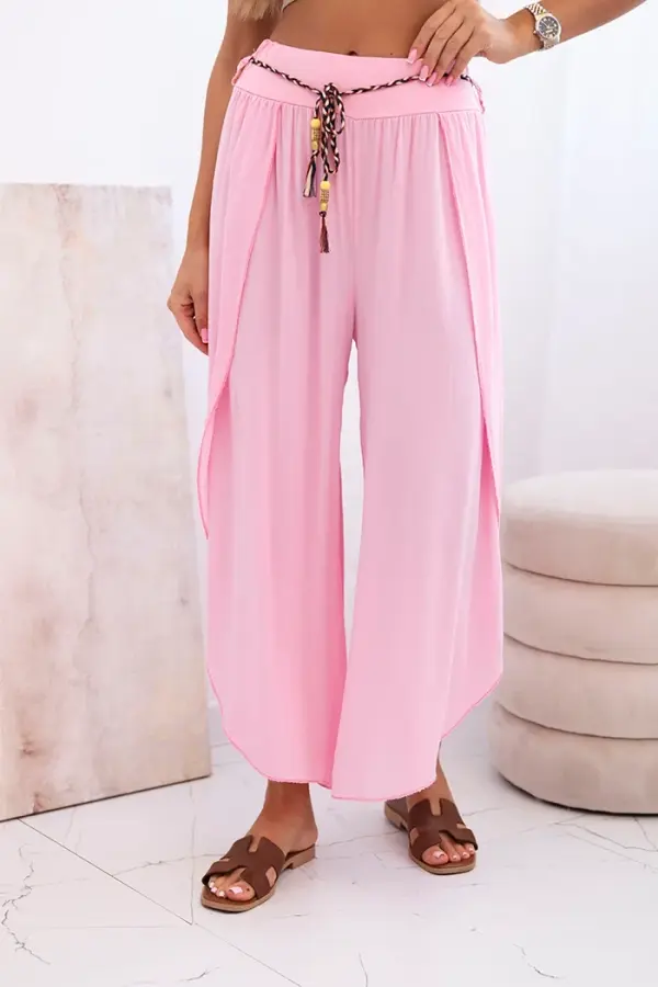 Kesi Włoski Kesi Włoski Women's viscose trousers with leg slit candy pink