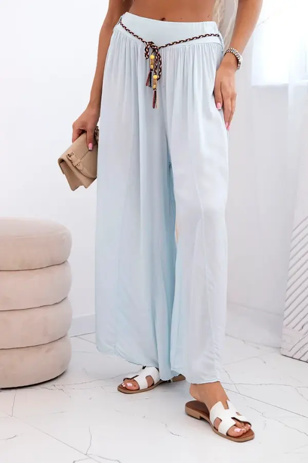 Kesi Włoski Kesi Włoski Women's wide-leg viscose trousers blue