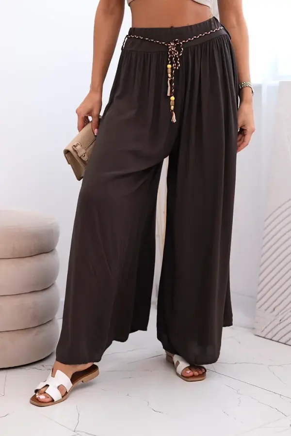 Kesi Włoski Kesi Włoski Women's wide-leg viscose trousers brown