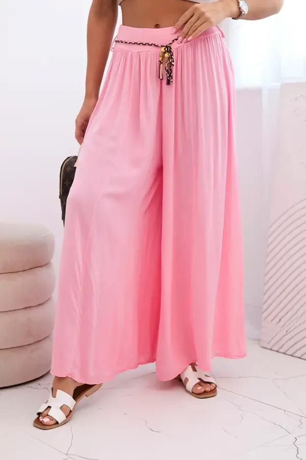 Kesi Włoski Kesi Włoski Women's wide-leg viscose trousers candy pink