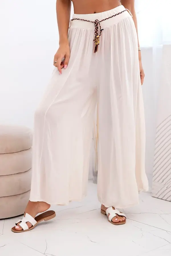 Kesi Włoski Kesi Włoski Women's wide-leg viscose trousers dark beige