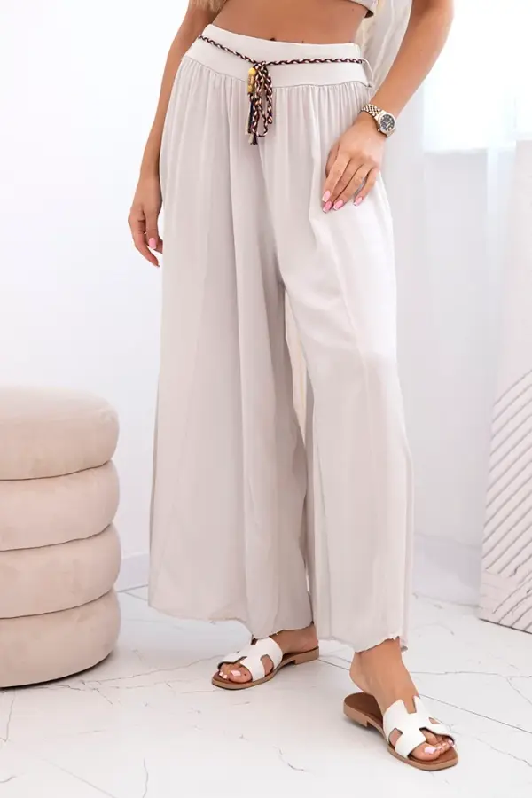 Kesi Włoski Kesi Włoski Women's wide-leg viscose trousers dark beige